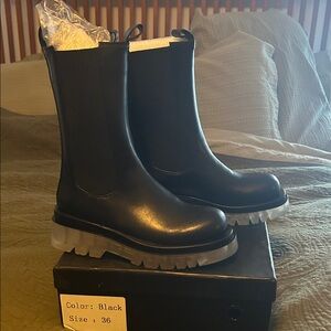 Black Platform Boots with Clear Soles